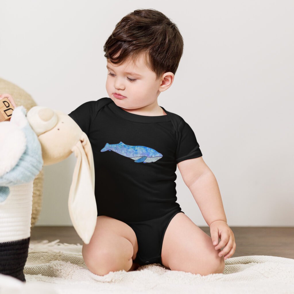 Baby short sleeve one piece - Whale, Hello There!