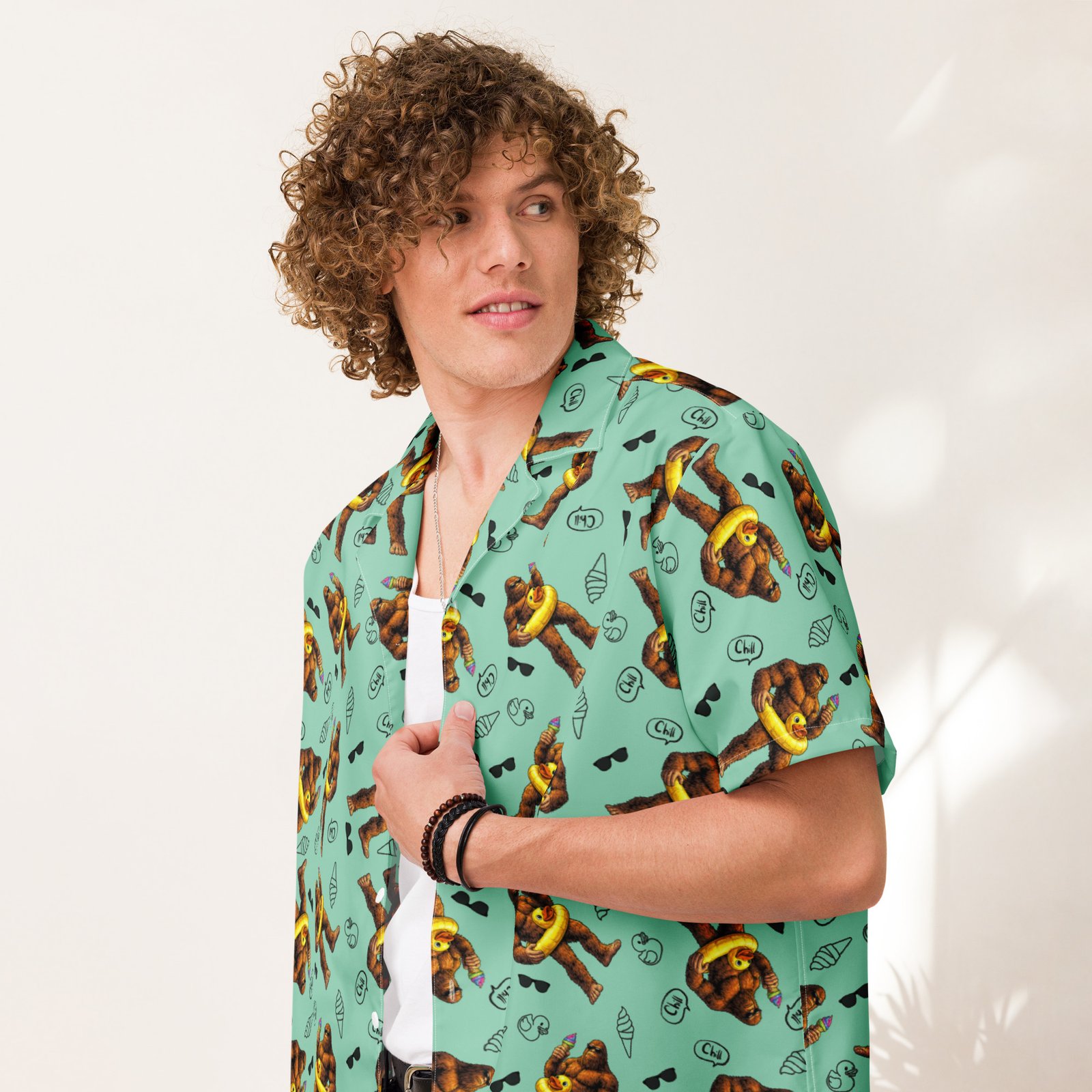 Bigfoot Beach Day Hawaiian Shirt