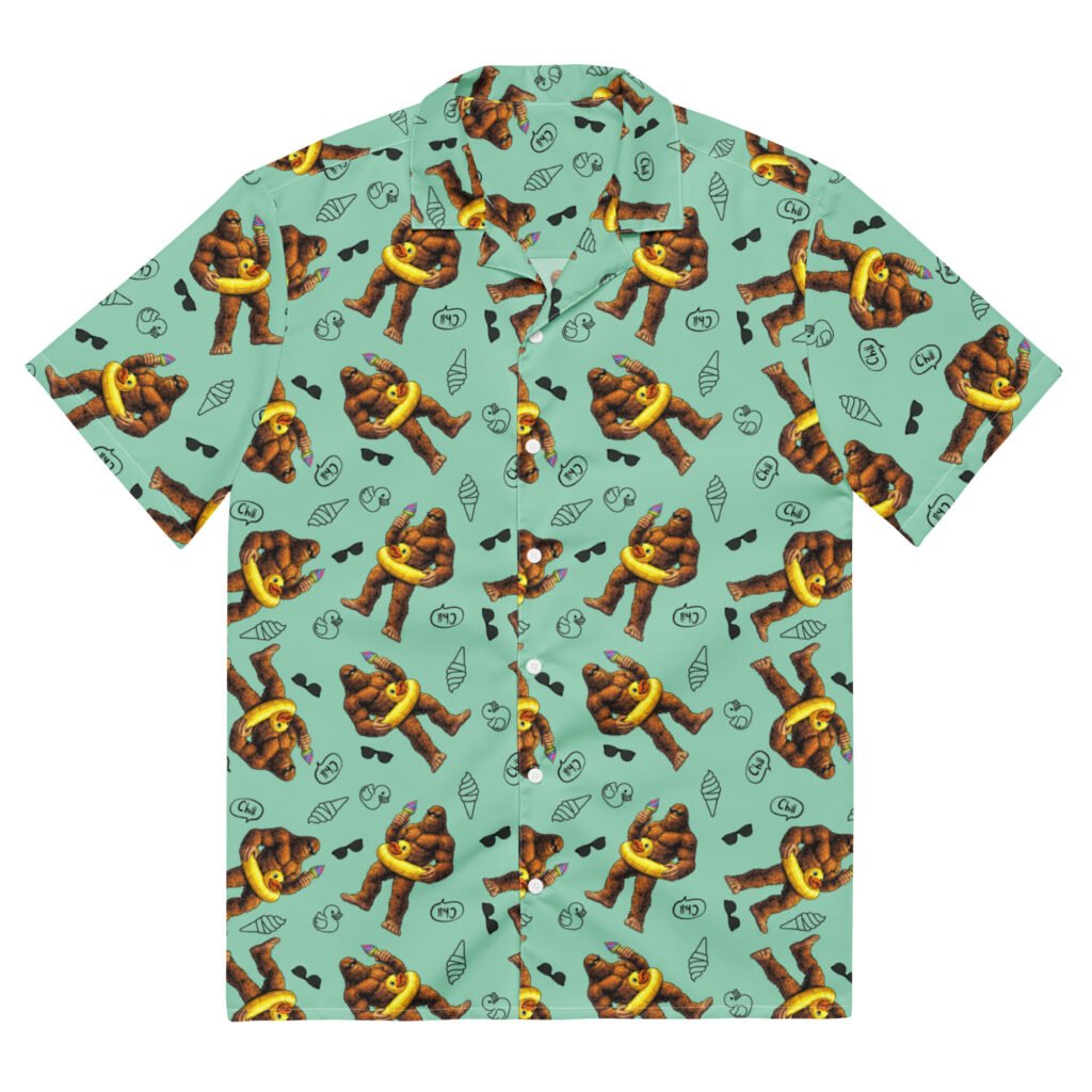 Bigfoot Beach Day Hawaiian Shirt